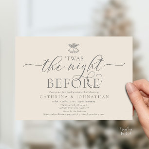 Grey Cream 'Twas The Night Before Rehearsal Dinner Invitation
