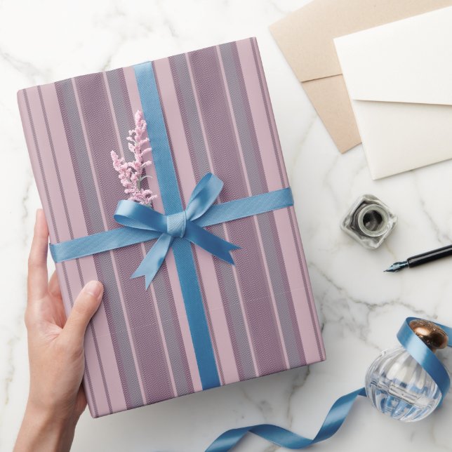 Grey Crimson Chevron Stripes Wrapping Paper (Gifting)