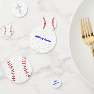 Grey Cross Baseball Baby Dedication Party Confetti