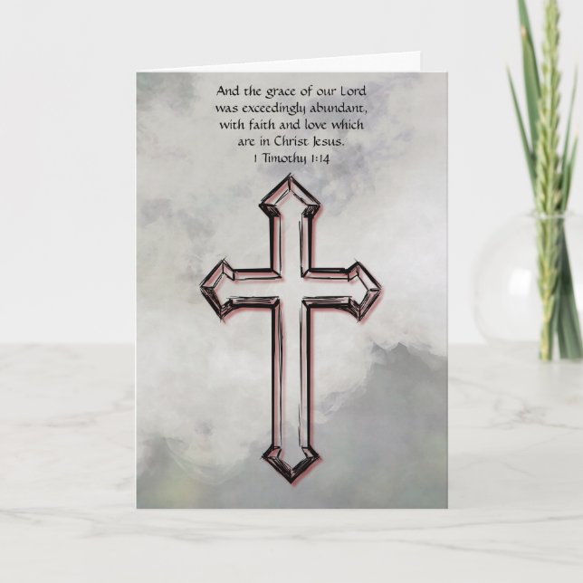 Grey Cross Faith Easter Bible Verse Card (Front)