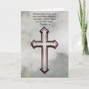 Grey Cross Faith Easter Bible Verse Card