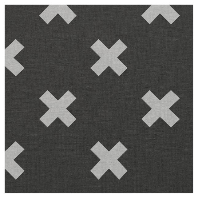 Grey cross stitches on black fabric (Close Up)