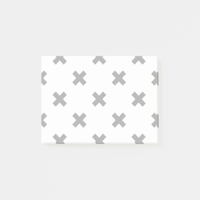 Grey cross stitches on white post-it notes (Front)