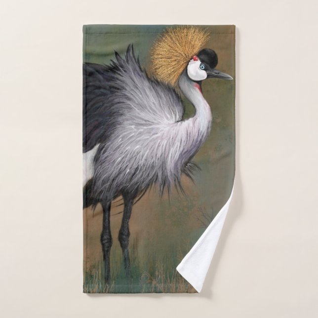Grey Crowned Crane Bath Towel (Hand Towel)
