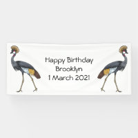 Grey crowned crane bird cartoon illustration