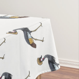 Grey crowned crane bird cartoon illustration  tablecloth