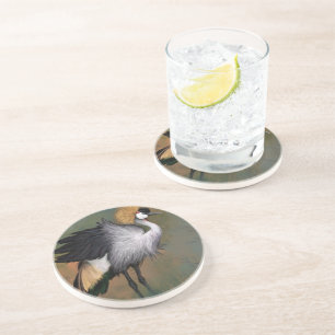 Grey Crowned Crane Bird Coaster