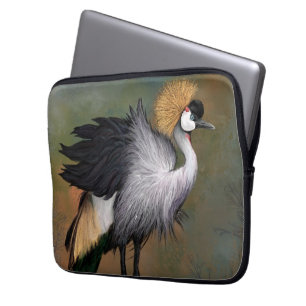 Grey Crowned Crane Bird Laptop Sleeve