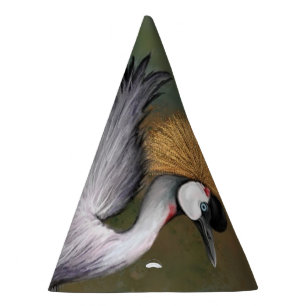 Grey Crowned Crane Bird Party Hat