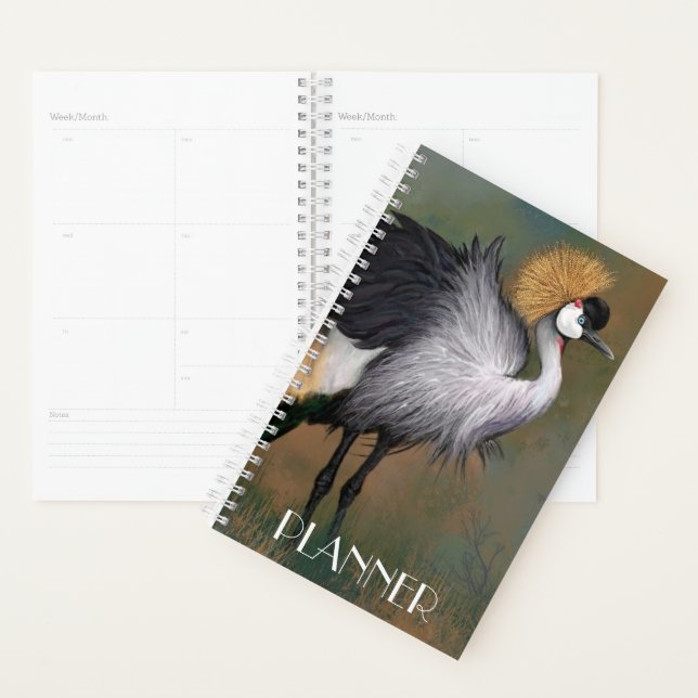 Grey Crowned Crane Bird Planner (Display)