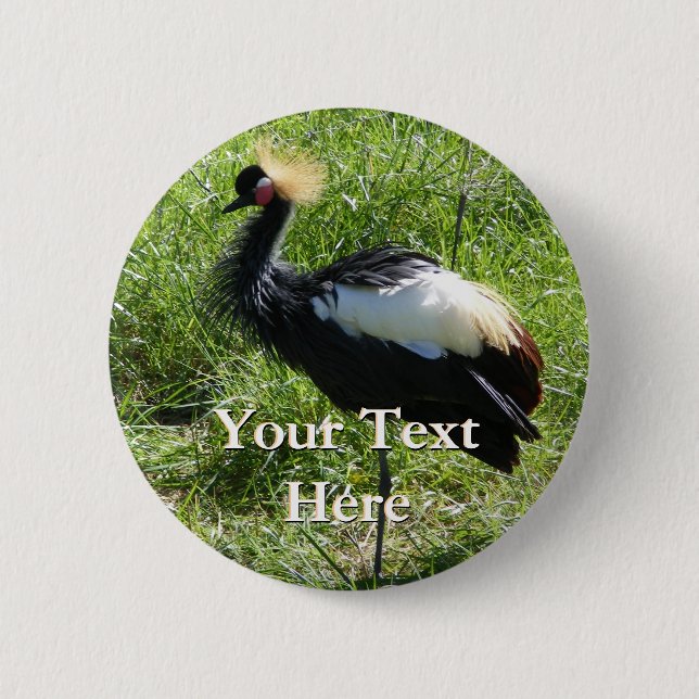 Grey Crowned Crane Button (Front)