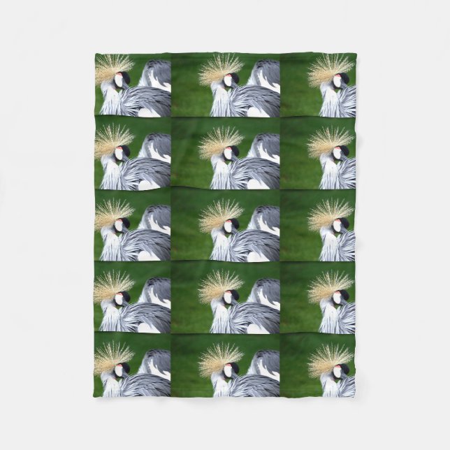 grey crowned crane couch personalise bedding fleece blanket (Front)