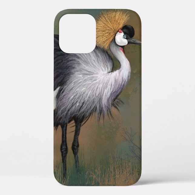 Grey Crowned Crane iPhone Case (Back)