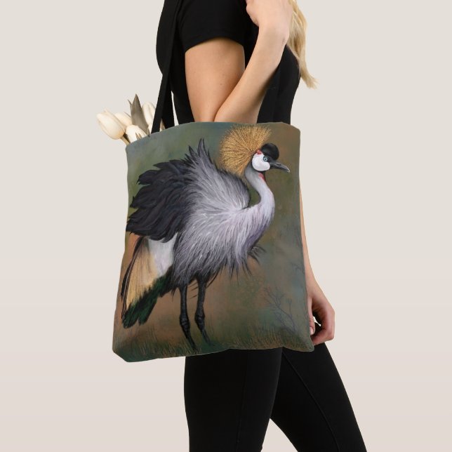 Grey Crowned Crane Tote Bag (Close Up)
