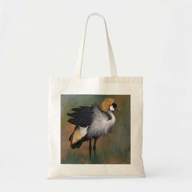 Grey Crowned Crane Tote Bag (Front)