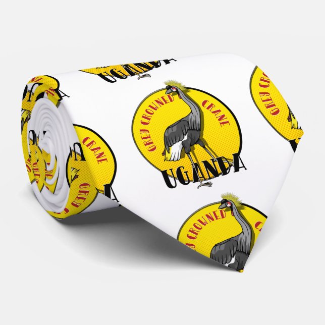 Grey crowned crane UGANDA Tie (Rolled)