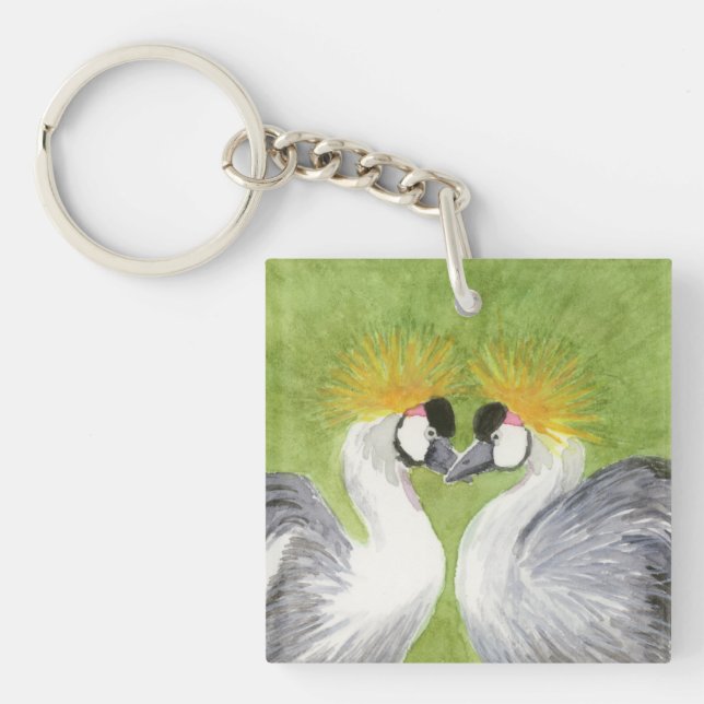 Grey Crowned Cranes Key Ring (Front)