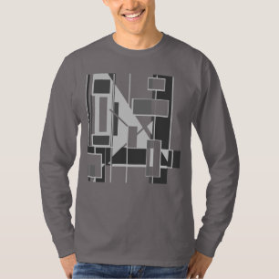 Grey Cubist Geometric MCM-inspired Abstract Art T-Shirt