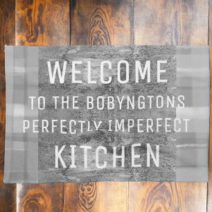 Grey custom cooking lover funny saying modern tea towel