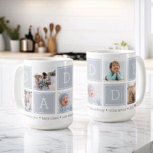 Grey Custom Daddy 5 Photo Colorblock Collage Coffee Mug