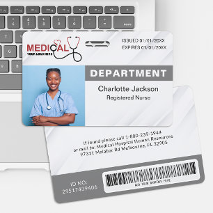 Grey Custom Employee Badge For Healthcare ID Badge