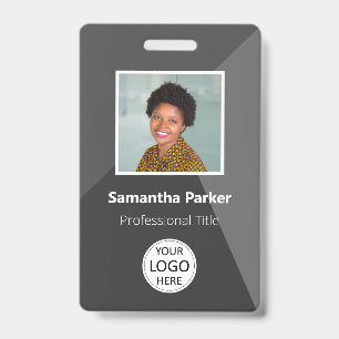 Grey Custom Employee - Photo ID, Logo, Bar Code ID Badge