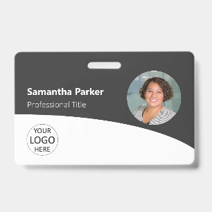 Grey Custom Employee - Photo, Logo, Barcode, Name ID Badge