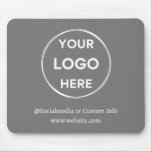 Grey Custom Logo Modern Minimalist Business Staff Mouse Pad<br><div class="desc">Easily update your company's branding with our simple,  black custom business template in a modern minimalist style. Add your logo,  social media name and website,  or costum text to create a professional look in just minutes. Need help with personalisation? Contact us using the message button below for assistance.</div>