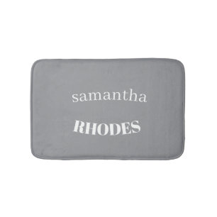 Grey custom monogram minimalist bath mat