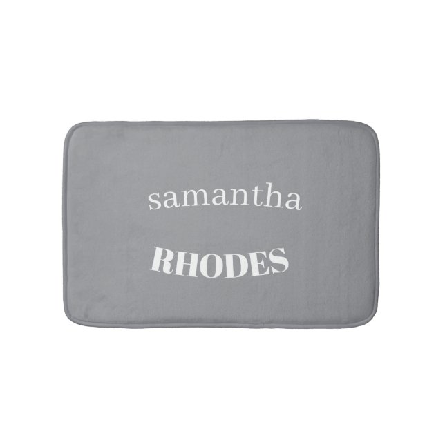 Grey custom monogram minimalist bath mat (Front)