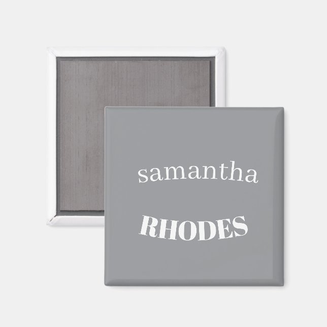 Grey custom monogram minimalist magnet (Front/Back)