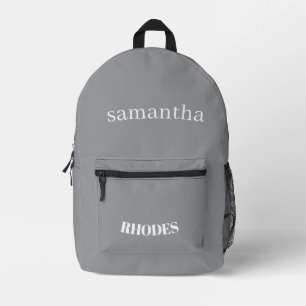 Grey custom monogram minimalist printed backpack