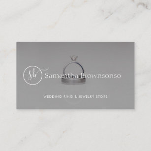 Grey Custom Photo Jewellery Wedding Ring Business Card