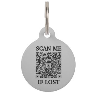 Grey Custom QR Code Scan Me Pet Tag