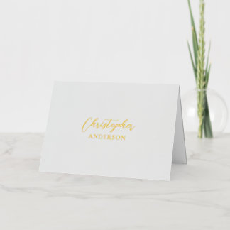 Grey Custom Text / Your Name Stationery Foil Greeting Card