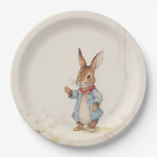 grey, cute bunny with white tail paper plates