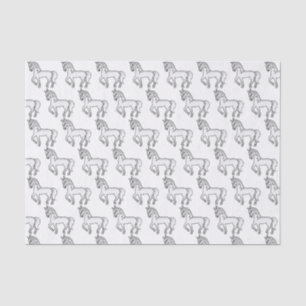 Grey Cute Cartoon Trotting Horse Pattern Tissue Paper