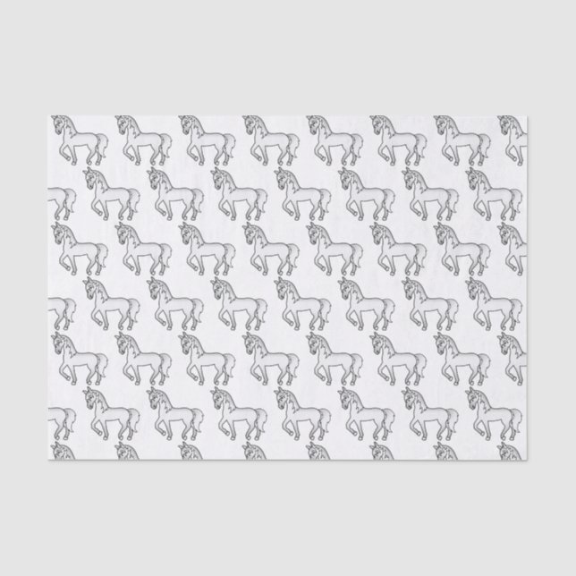 Grey Cute Cartoon Trotting Horse Pattern Tissue Paper (Front)