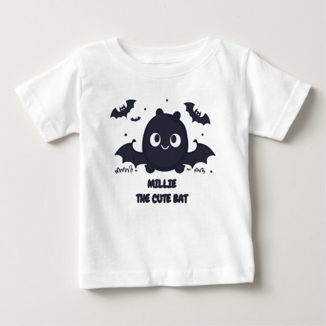 Grey Cute Kawaii Bat Baby T-Shirt (Front)