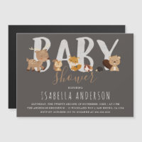 Grey | Cute Woodland Animals Neutral Baby Shower