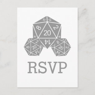 Grey D20 Dice Response Postcard
