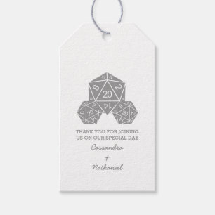 Grey D20 Dice Wedding Gift Tags