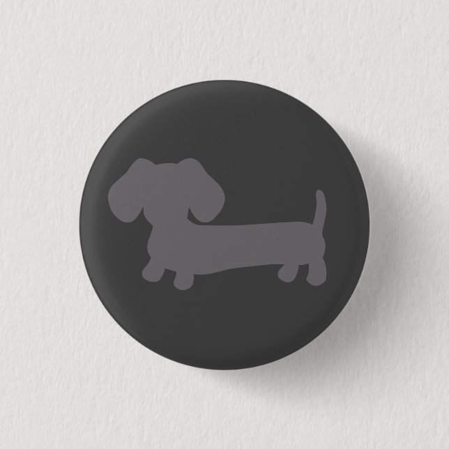 Grey Dachshund Button for Jackets and Bags (Front)