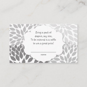 Grey Dahlia Diaper raffle ticket, U CUSTOMIZE IT! Enclosure Card