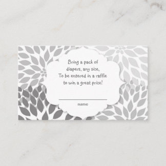 Grey Dahlia Diaper raffle ticket, U CUSTOMIZE IT! Enclosure Card