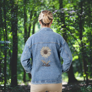 Grey Daisy Personalised Denim Jacket