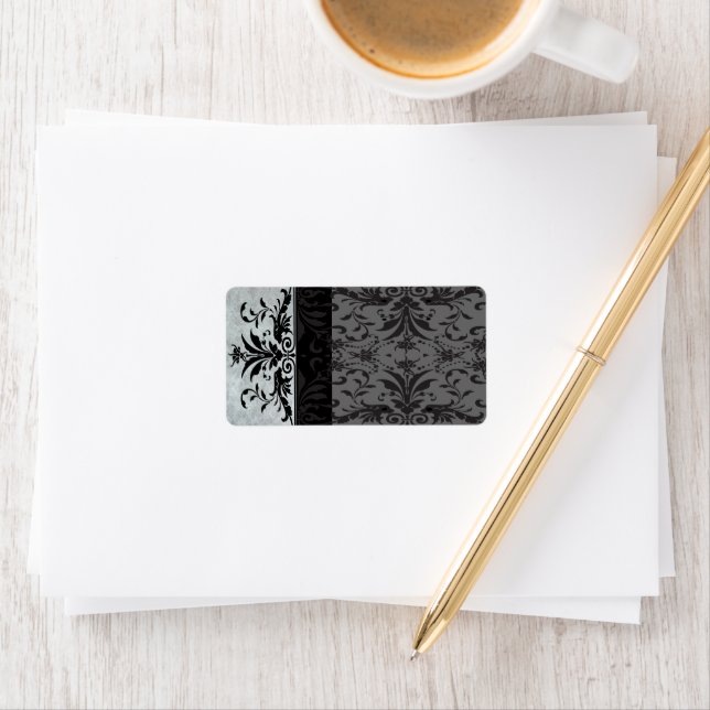 Grey Damask  Address Labels - (Insitu)