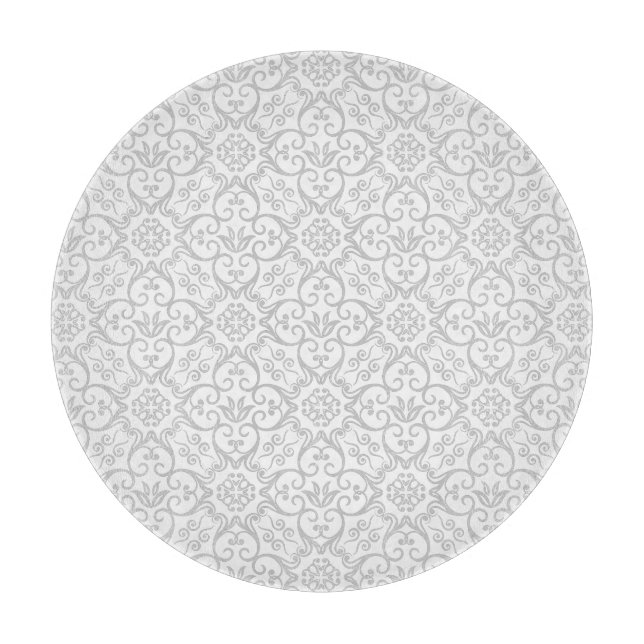 Grey Damask Cutting Board (Front)