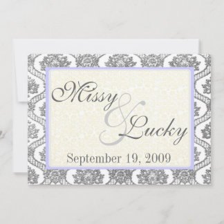 Grey Damask Invitation