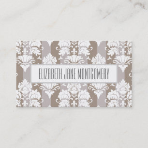 Grey Damask Modern Appointment Business Card